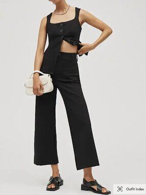 NWT Anthropologie Colette Knit Crop Wide-Leg Pants by Maeve Black Noir 29 ($130)